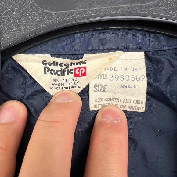 Vintage Okoboji Windbreaker Jacket Men Small Blue Collegiate Pacific Snap S - Picture 5 of 8